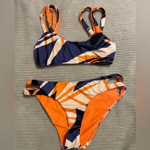The Bikini Lab Vibrant Orange and Navy Bikini